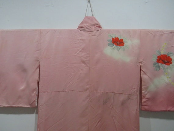 Vintage Japanese kimono soft pink color flower pa… - image 2