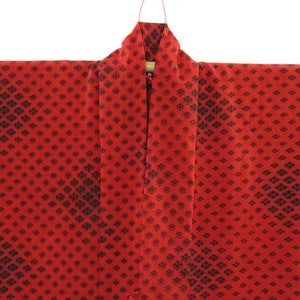 Vintage Japanese Jacket haori red color abstract pattern kimono robe nightwear 14SEPTEMBER01-02