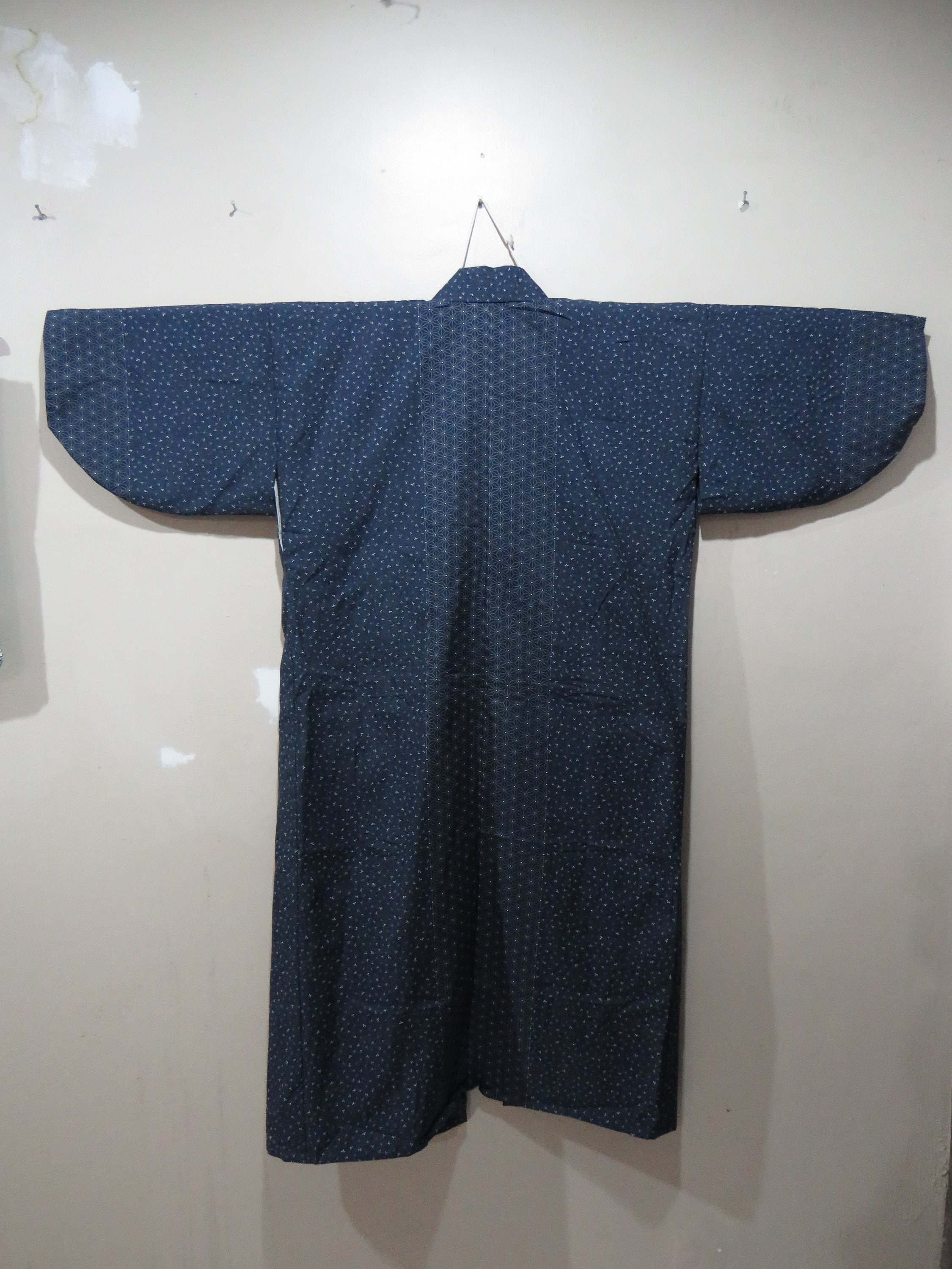 Vintage Japanese Kimono Dark Blue Color Abstract Pattern - Etsy