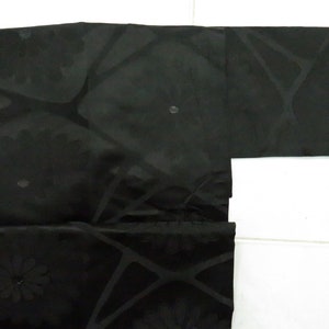 Vintage brick black silk nagoya obi with flower FOB120301-15