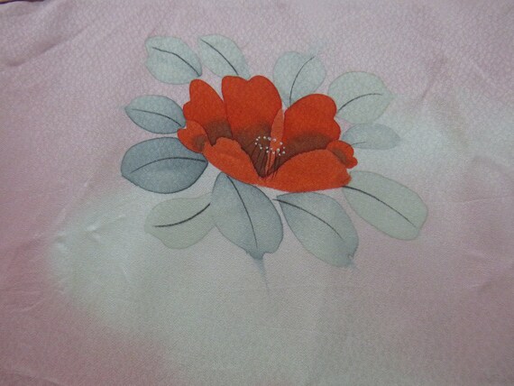 Vintage Japanese kimono soft pink color flower pa… - image 6