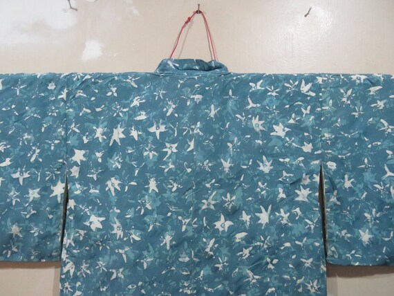 Vintage Japanese Jacket haori cerulean color abst… - image 2
