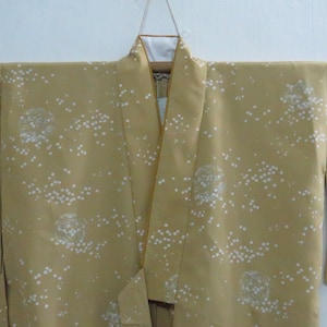 Vintage Japanese Jacket haori sunglow color flower pattern kimono robe nightwear 03JANUARY22-10