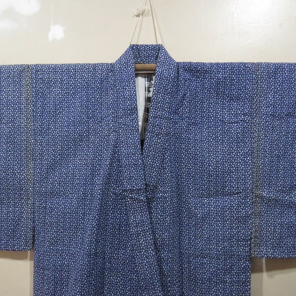 yukata vintage japonais en coton couleur bleue à motif carré kimono pyjama du 23 FÉVRIER au 04