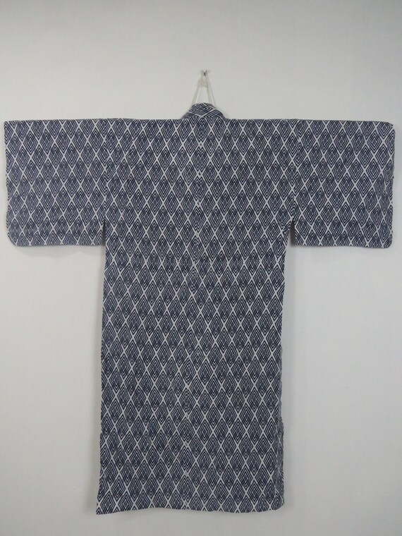 Vintage Japanese cotton yukata white blue color s… - image 4