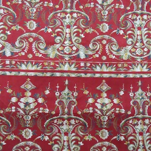 Vintage brick red silk nagoya obi with abstract FOB250801-04