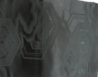 Vintage Brick Black Silk Nagoya Obi With Abstract FOB080301