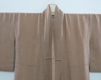 Vintage Japanese kimono brown yellow color pokal dot pattern kimono robe nightwear 12OCTOBER00-02