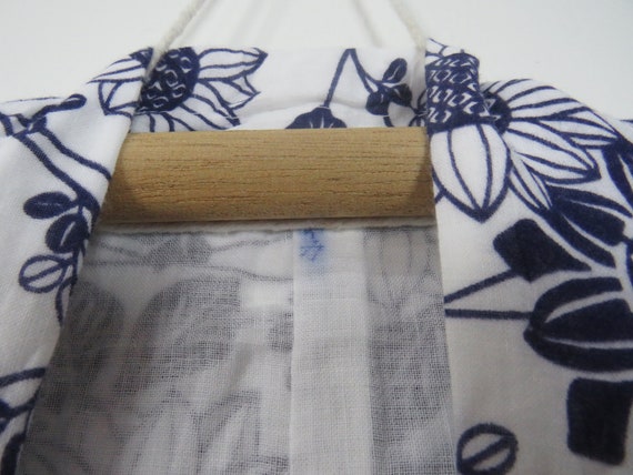 Vintage Japanese cotton yukata white blue color f… - image 7