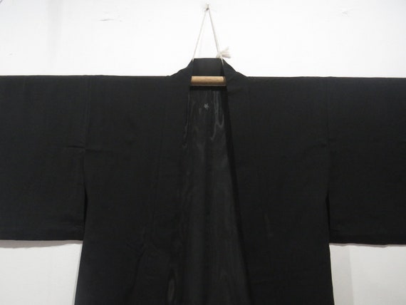 Vintage Japanese Jacket haori black color plain p… - image 1