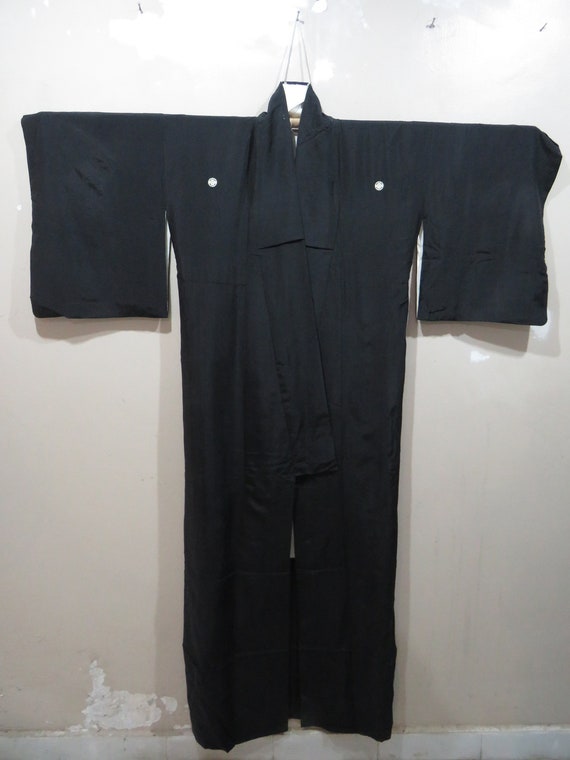 Vintage Japanese kimono black color plain pattern… - image 3