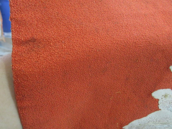 Vintage brick white and orange silk nagoya obi wi… - image 5