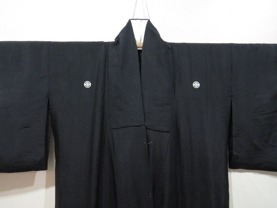Vintage Japanese kimono black color plain pattern… - image 1