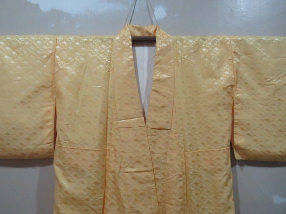Vintage Japanese kimono blonde color abstract pat… - image 1