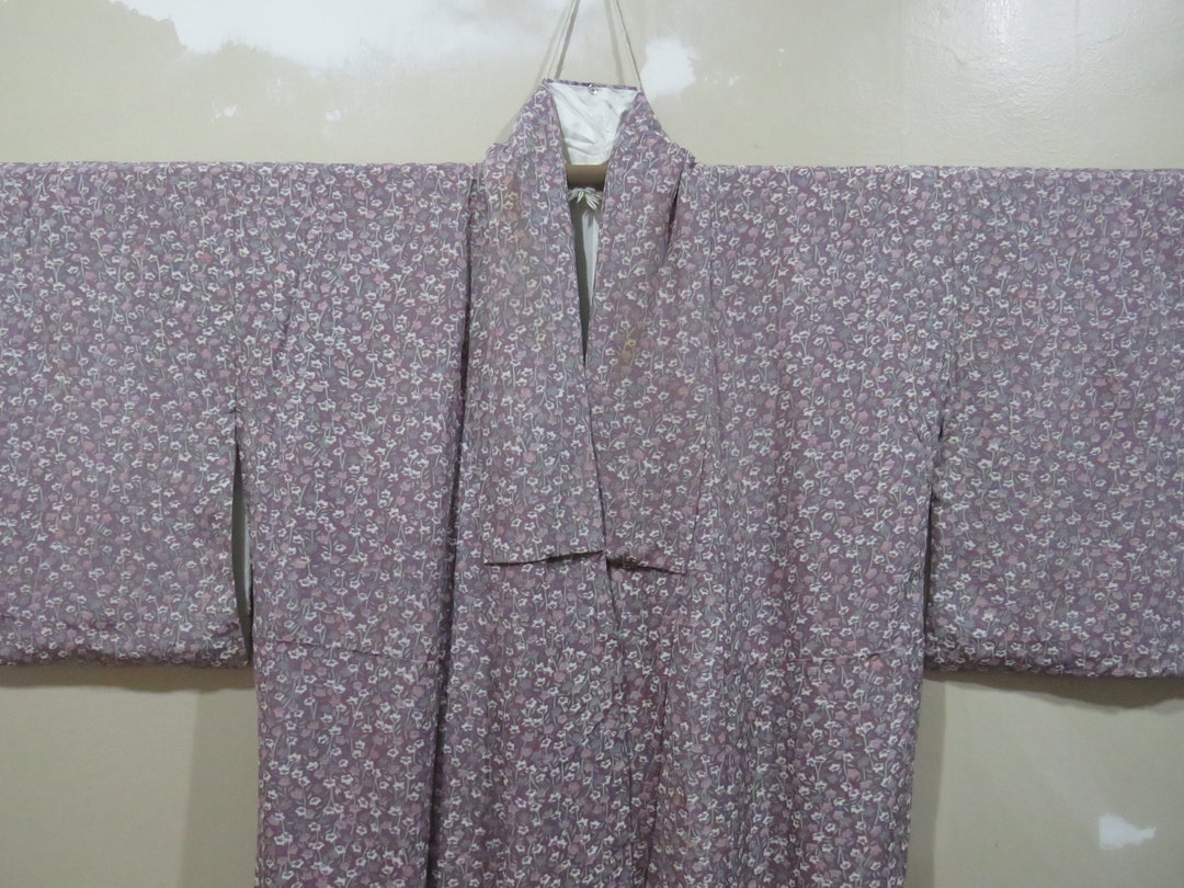 Vintage Japanese Kimono Light Purple Color Flower Pattern - Etsy