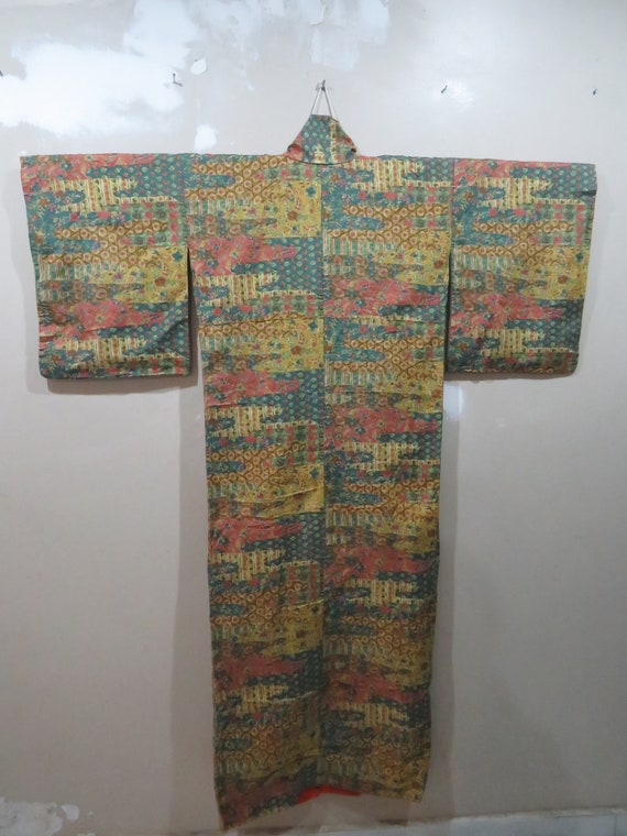 Vintage Japanese kimono mix colorful abstract pat… - image 4