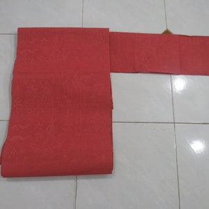 Vintage Brick Rosewood Silk Nagoya Obi With Abstract