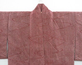 Vintage Japanese Jacket haori brown color abstract pattern kimono robe nightwear 23SEPTEMBER01-04