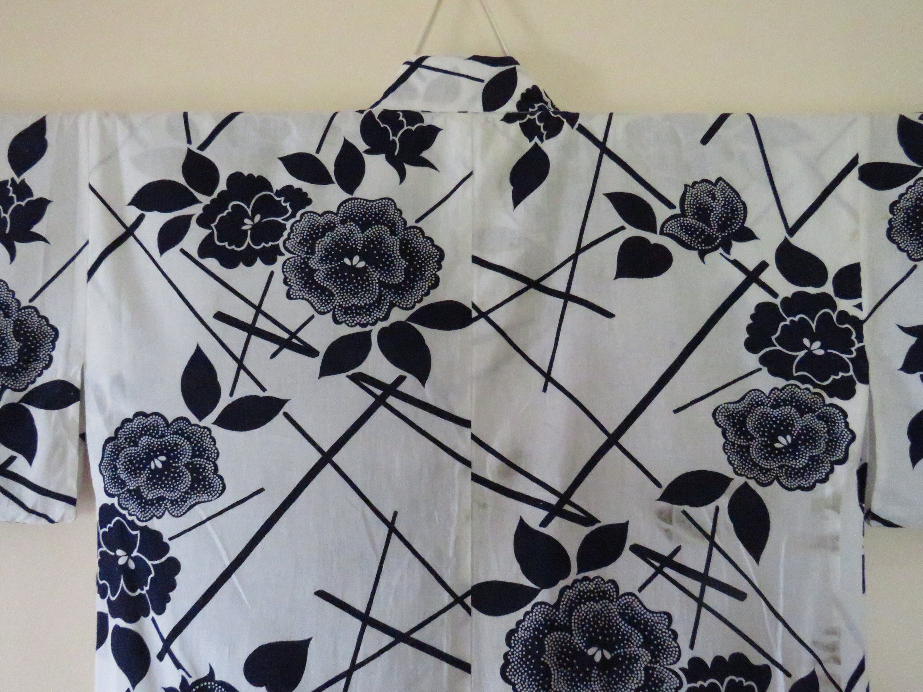 Vintage Japanese cotton yukata white color flower pattern Etsy