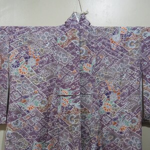 Vintage Japanese kimono purple color flower pattern kimono robe nightwear 15SEPTEMBER22-03