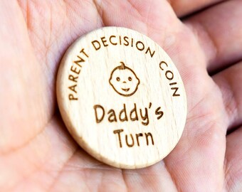Parents Decision Flip Coin, New Parent Gift, Baby Shower Gift, New Parent Decision Coin, Baby Decision Maker - Mom's Turn - Dad's Turn