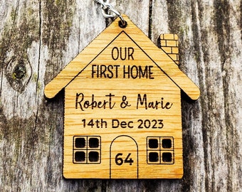 Our First Home Couples Keyring, Personalised House Warming Keychain, New Home Gift Moving House Christmas Gift, New House Christmas Ornament