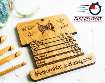 WPI Tool - Wraps per Inch Tool - WPI Gauge Tool, Knitting Tool, Spinning Tool, Yarn Gauge Wooden Crochet Tool WPI Guide Handspinning Tool