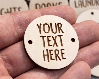 Étiquettes en bois personnalisées pour l'organisation de la maison - Étiquettes en bois rondes personnalisées pour boîtes de rangement avec jouets - Stickers en bois de style campagnard