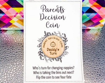 New Parent Decision Coin, Personalized Parents Decision Token, Mom's Turn Coin Dad's Turn Coin, Diaper Coin, Who's Turn Coin, Christmas Gift