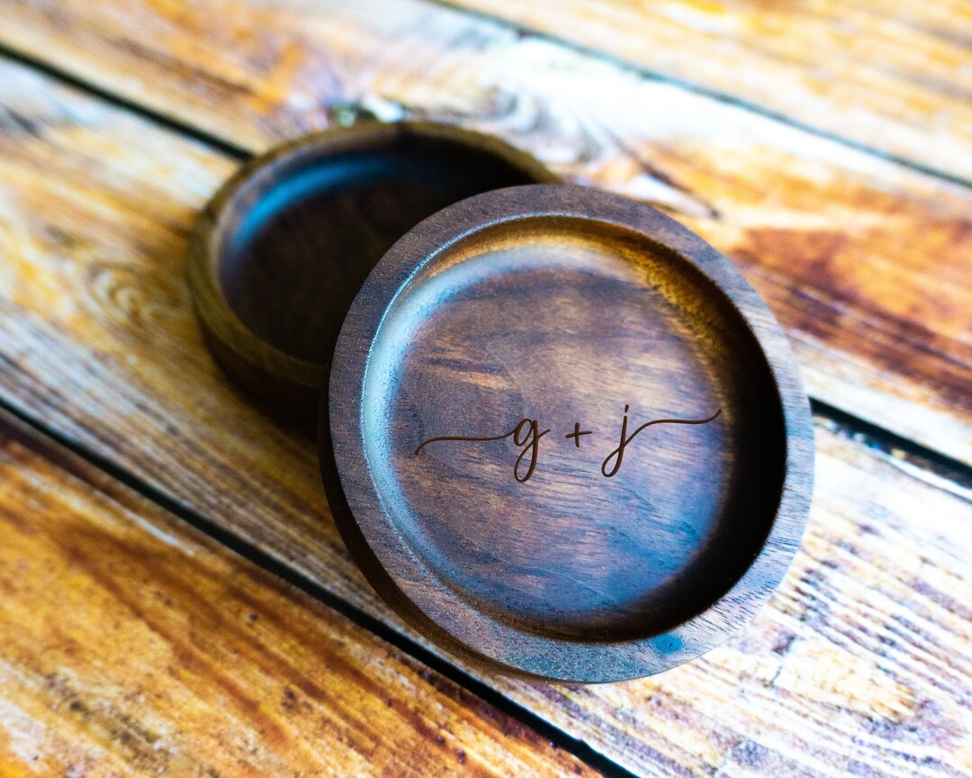 Personalized Wood Ring Dish, Custom Initials Engraved Wedding Ring Dish ...