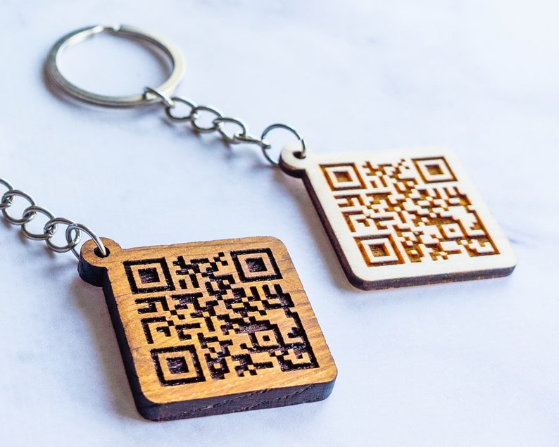 Wooden QR Code Keychain, Custom Qr-code Key Chain, Engraved QR Code ...