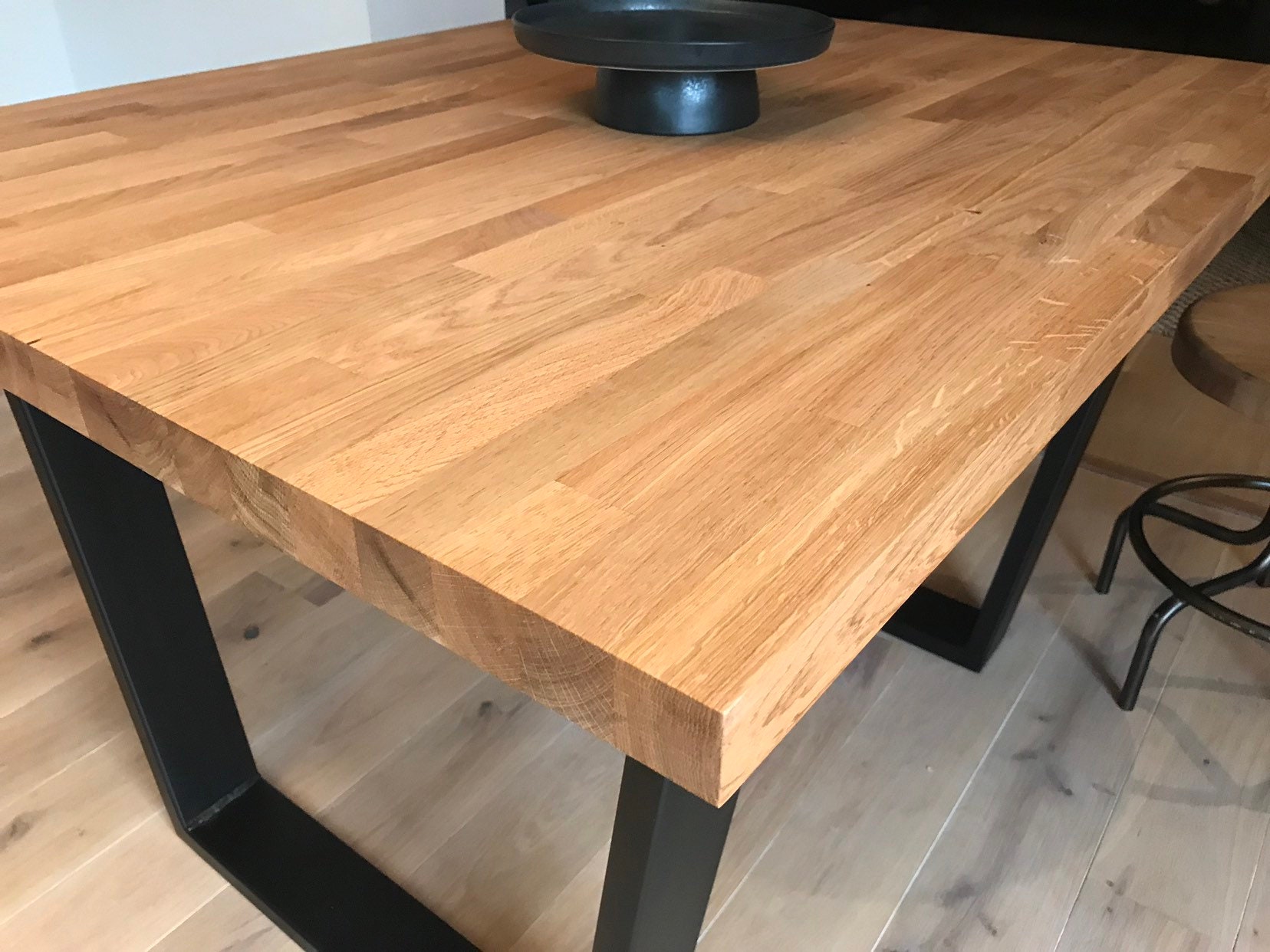 Solid Oak Top Table 160 X 90cm on Matt Black Metal Industrial Etsy UK