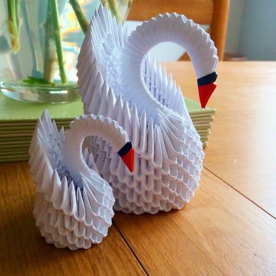 Cygne en origami 3D standard de taille Etsy