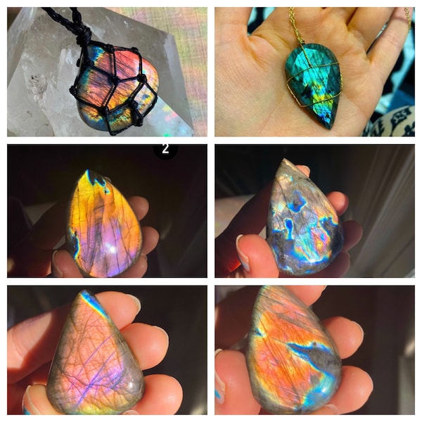 Customizable XL Large Rainbow Flash Labradorite Spectrolite Necklace - Pick Your Stone And Style