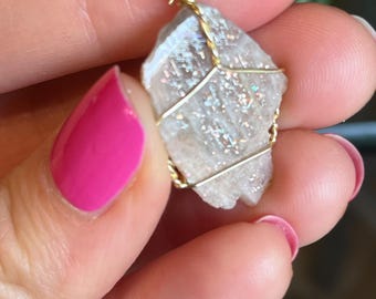 RARE - AAA Rainbow Lattice Sunstone Specimen Pendant