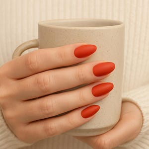 Unhas postiças vermelhas à base de plantas: pontas de unhas veganas (dois conjuntos), PLA e celulose
