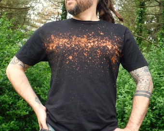 Ethical Galaxy T-Shirt 100% Organic Cotton Fair Trade Bleach Dyed Hand Dyed Climate Neutral Black Space Tee