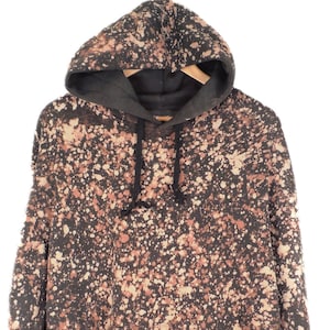 Charcoal Bleach Galaxy Pullover Felpa con cappuccio tinta a mano Maglione con cappuccio Unisex