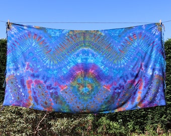 Tie Dye Sheet Blue Tie Dye Scarf Sarong Throw Psychedelic Decorative Wall Hanging Holiday Cover Up Bikini Wrap
