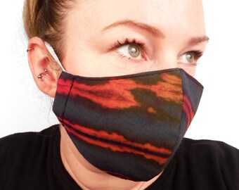 Tie Dye Face Mask Reusable Washable Adult Face Covering Forest Green Three Layers