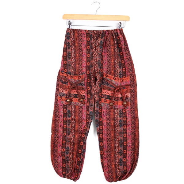 Pantalon confortable pour enfants 6-8 ans Hippie Boho Blanket Pantalon Rusty Orange Paisley Stripe Fleece Fabric Unisexe Filles ou Garçons