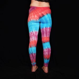 Hand Tie Dyed Yoga Leggings Blue Pink Women&#39;s Pants Men&#39;s Unisex Ladies Meggings Tie Dye Patterned Exercise Pants