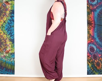 Boho Dungarees Purple Plum Jumpsuit Loungewear Comfy Festival Romper Onesie par Bare Canvas