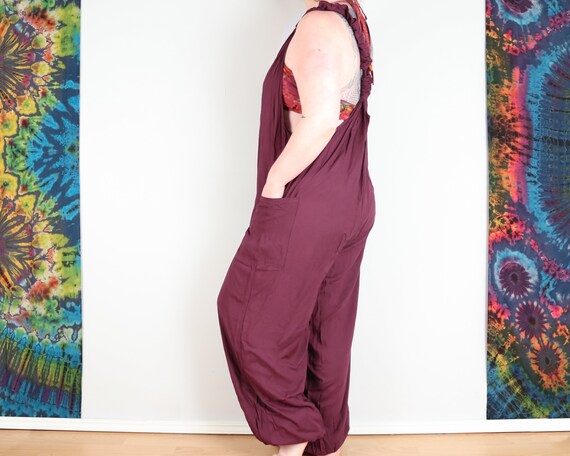 Boho Dungarees Purple Plum Jumpsuit Loungewear Comfy Festival Romper Onesie by Bare Canvas Etsy UK