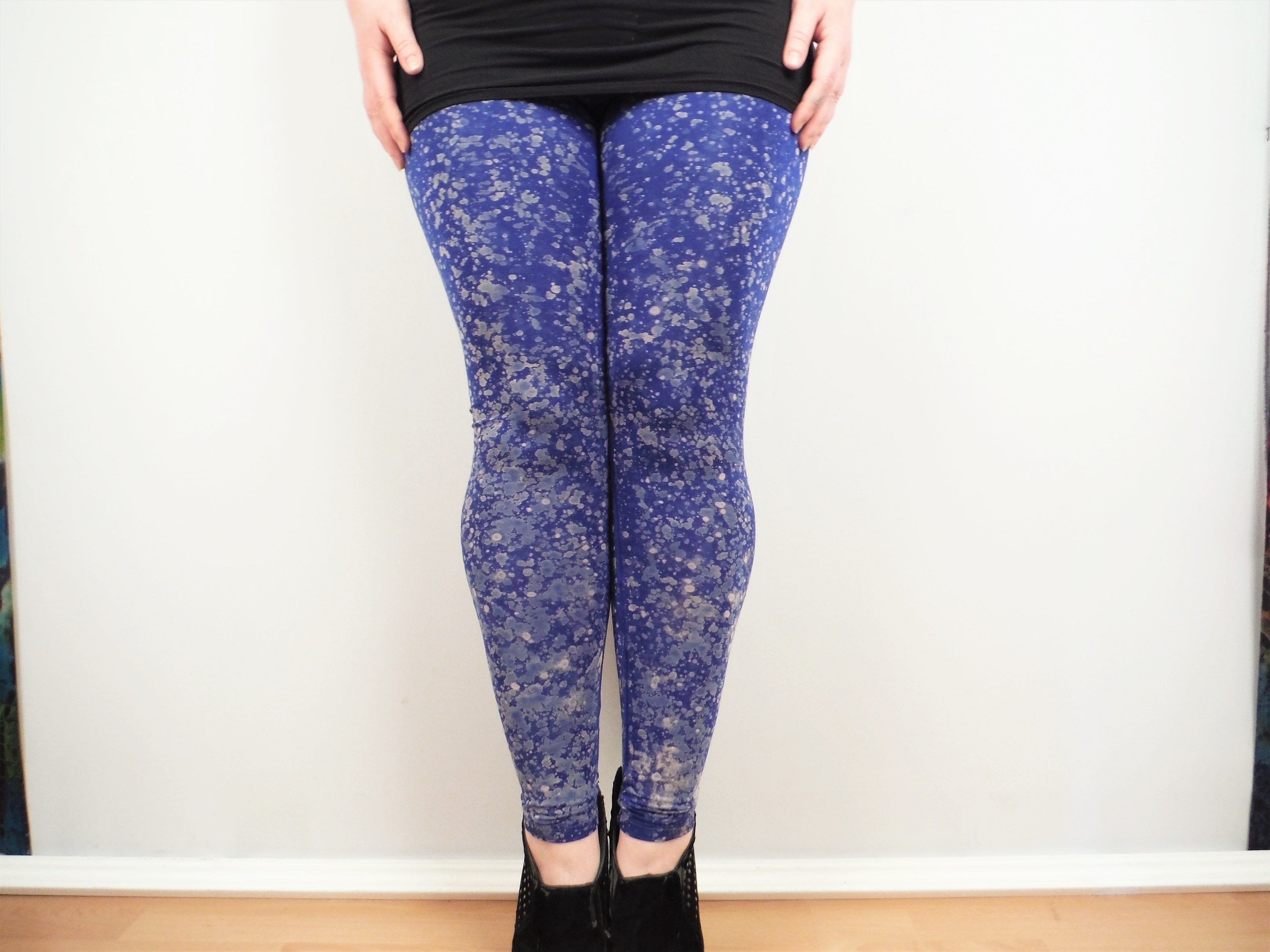 Bleach Leggings Blue Hand Dyed Comfy Kleurrijke Yoga Broek Etsy