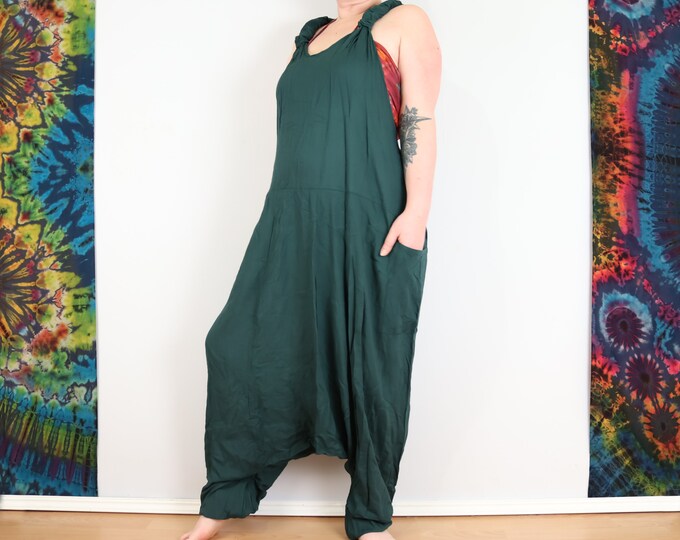Forest Green Harem Jumpsuit Boho Dungarees Baggy Onesie Unisex Etsy