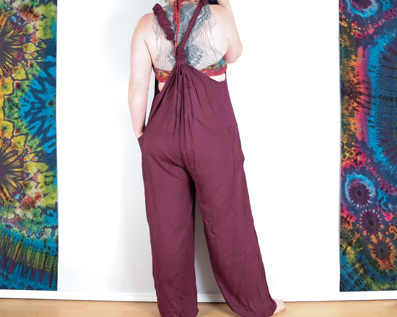 Boho Dungarees Purple Plum Jumpsuit Loungewear Comfy Festival Etsy UK