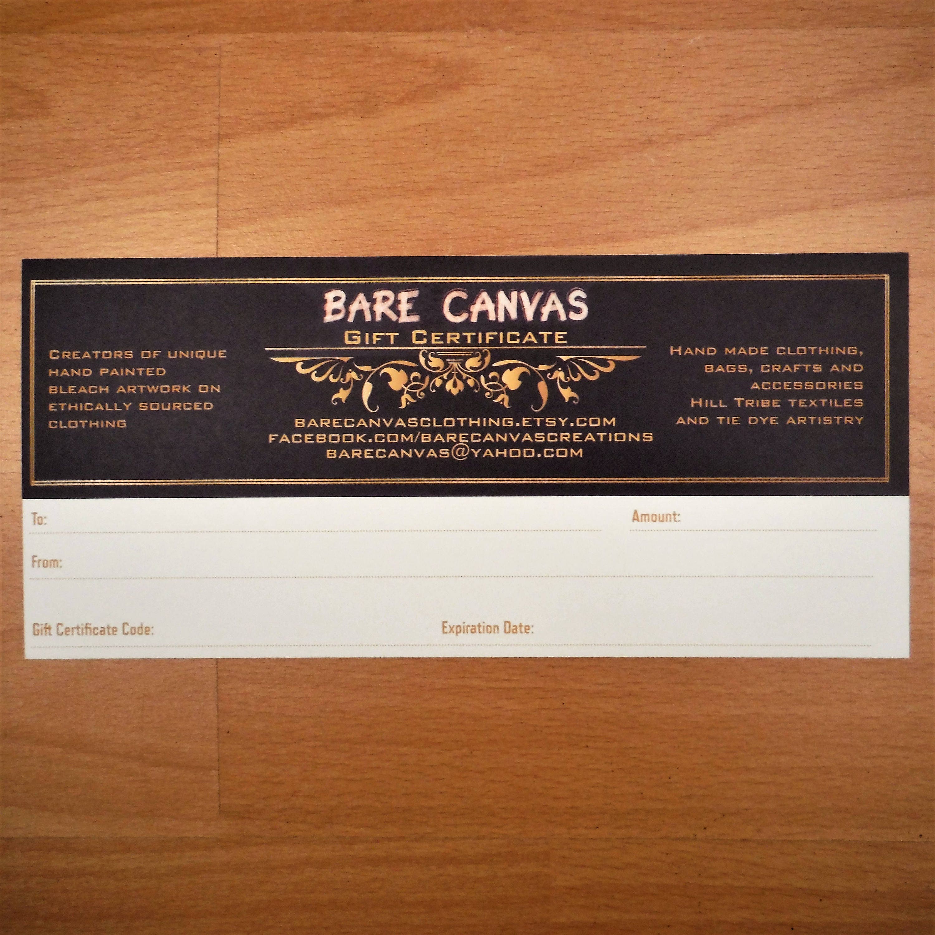 Bare Canvas Gift Certificate Gift Voucher Creative Christmas Etsy