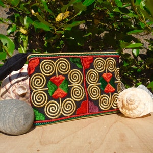 Embroidered Purse Hmong Hill Tribe Ethnic Boho Wallet Folk Pouch Festival Purse