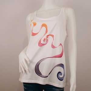 Rainbow Swirl Long Vest Top Hand Drawn